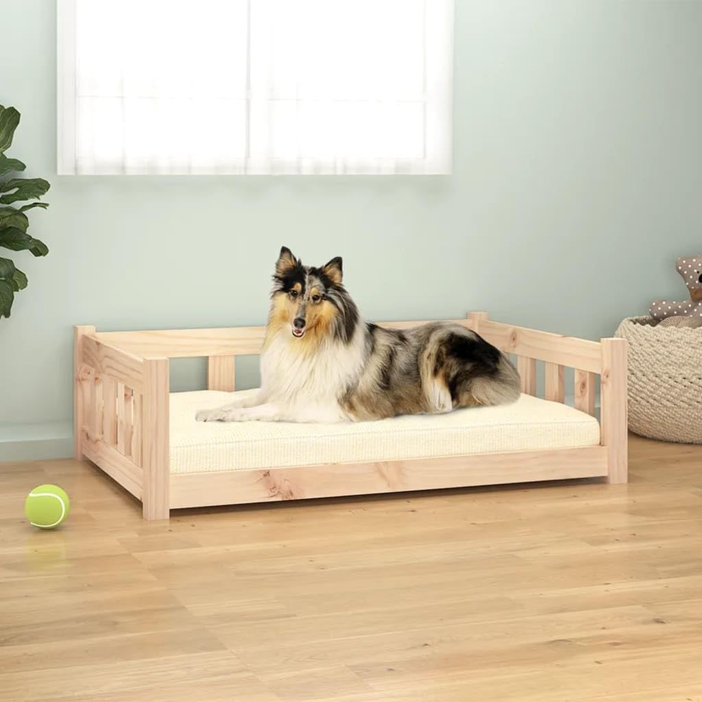 Dog Bed 95.5X65.5X28 Cm Solid Wood Pine Comfortable Pet Bed for Dogs Cats image number 1