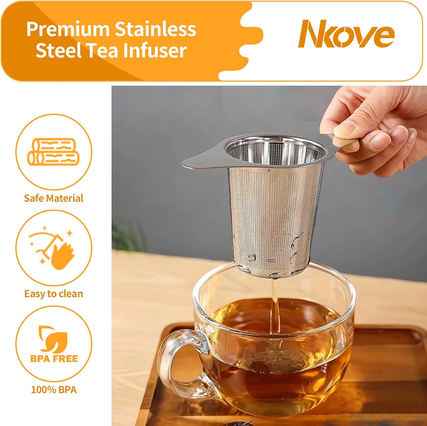 Universal Tea Infuser with Lid Stainless Steel Filter Fits Mugs Cups Teapots Food Grade