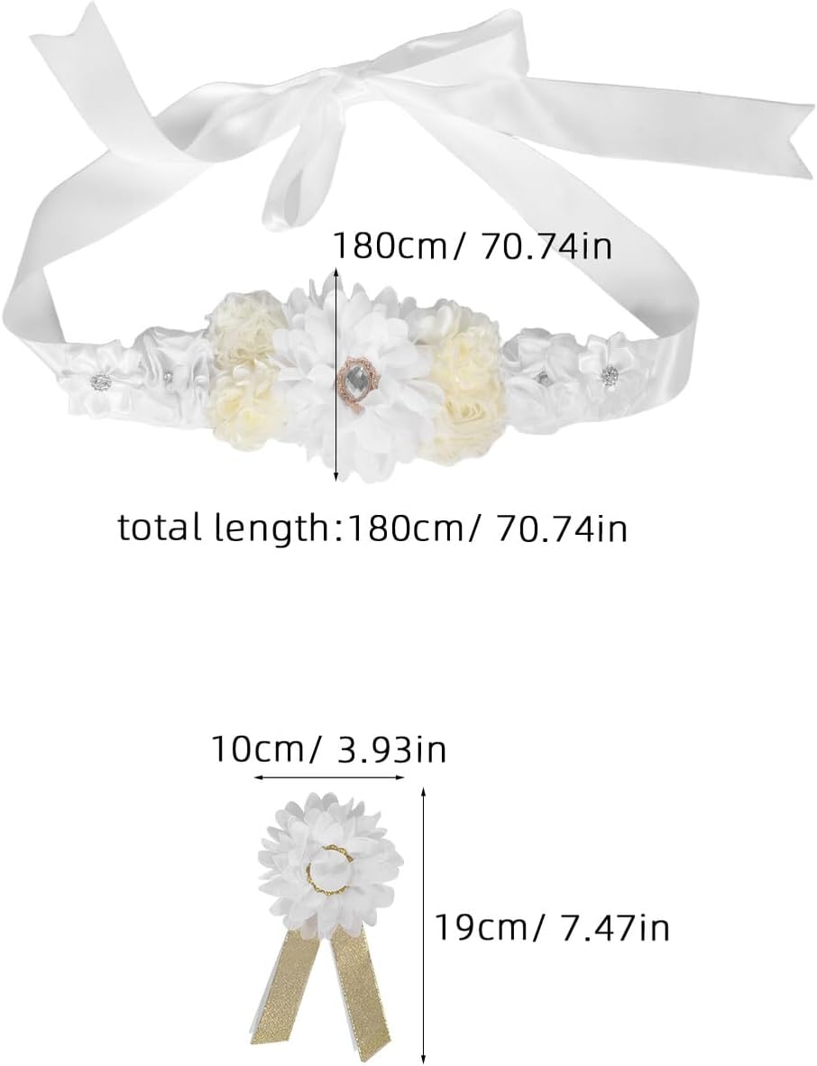 Outanaya Adjustable Floral Pregnancy Belt for Mom-To-Be Breathable Skin-Friendly Maternity Sash with Comfortable Lower Back Support for Shower Wedding Photography Props image number 1