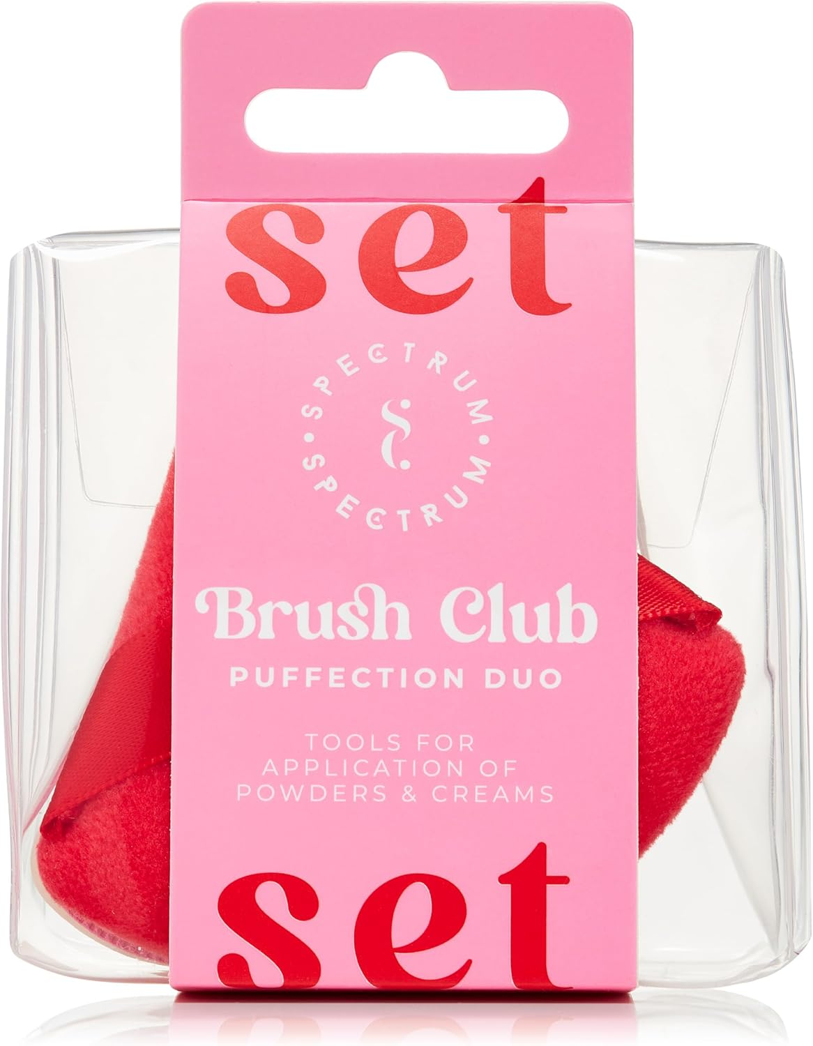 Spectrum Collections Brush Club Makeup Puffs, Soft Velour Triangle Powder Puff for Setting and Baking, Marble Rubycell Blending Sponge Make up Puff for Blending Concealer, 2 Red and Pink Make up Puffs image number 2
