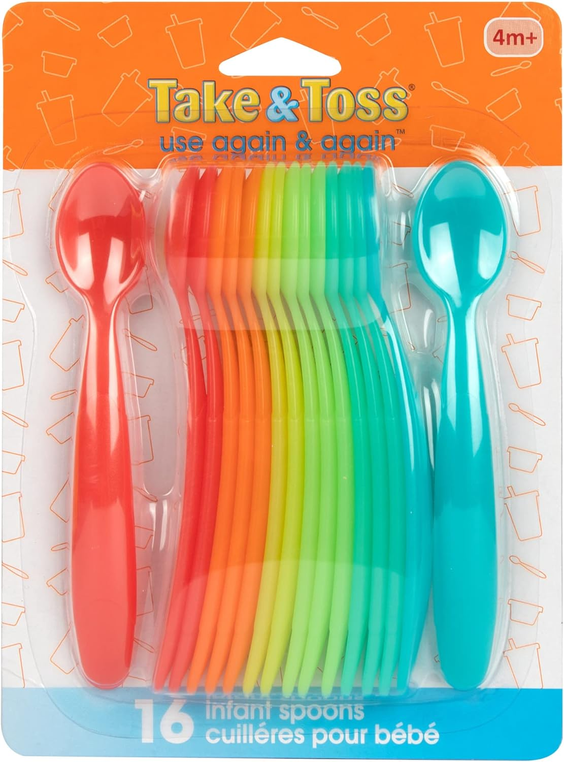 The First Years Take and Toss Infant Spoons Set, Neon (16-Pieces)