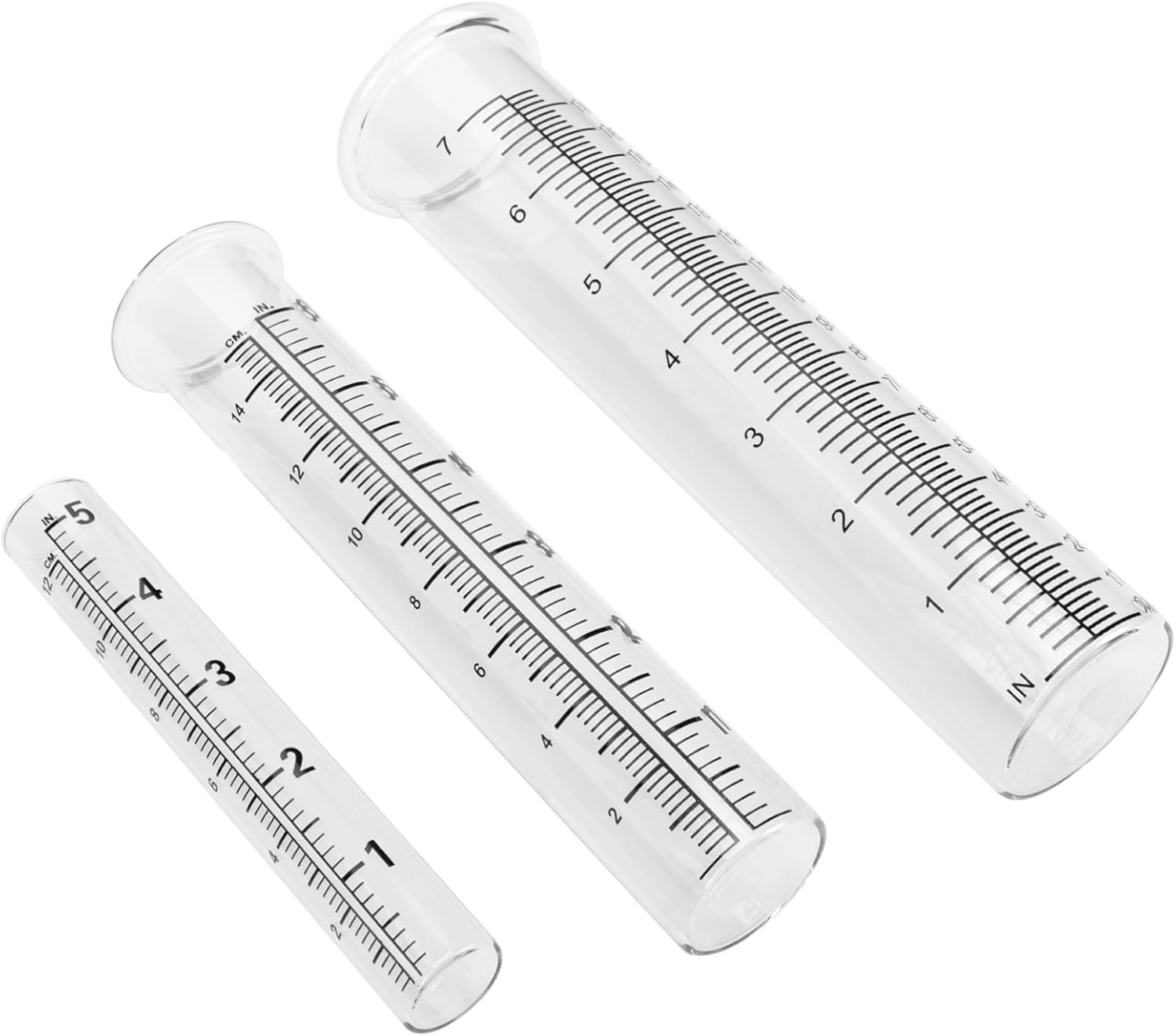 DOITOOL 3Pcs Rain Gauge Glass Tubes Outdoor Rain Measuring Cylinders Weatherproof Rainfall Gauge Tool for Garden Agriculture and Climate Research