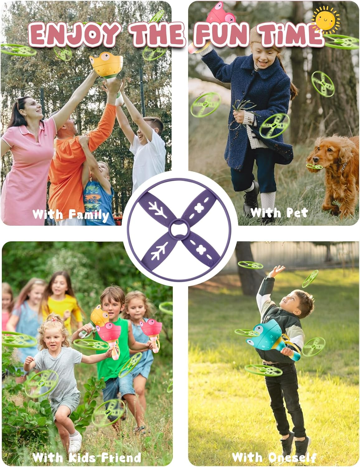 2-Pack Outdoor Toys for Kids Ages 3-12 Flying Disc Launcher Toys Backyard & outside Catching Games Fun & Safe Yard Toys with 20 Discs for Children'S Active Play image number 5