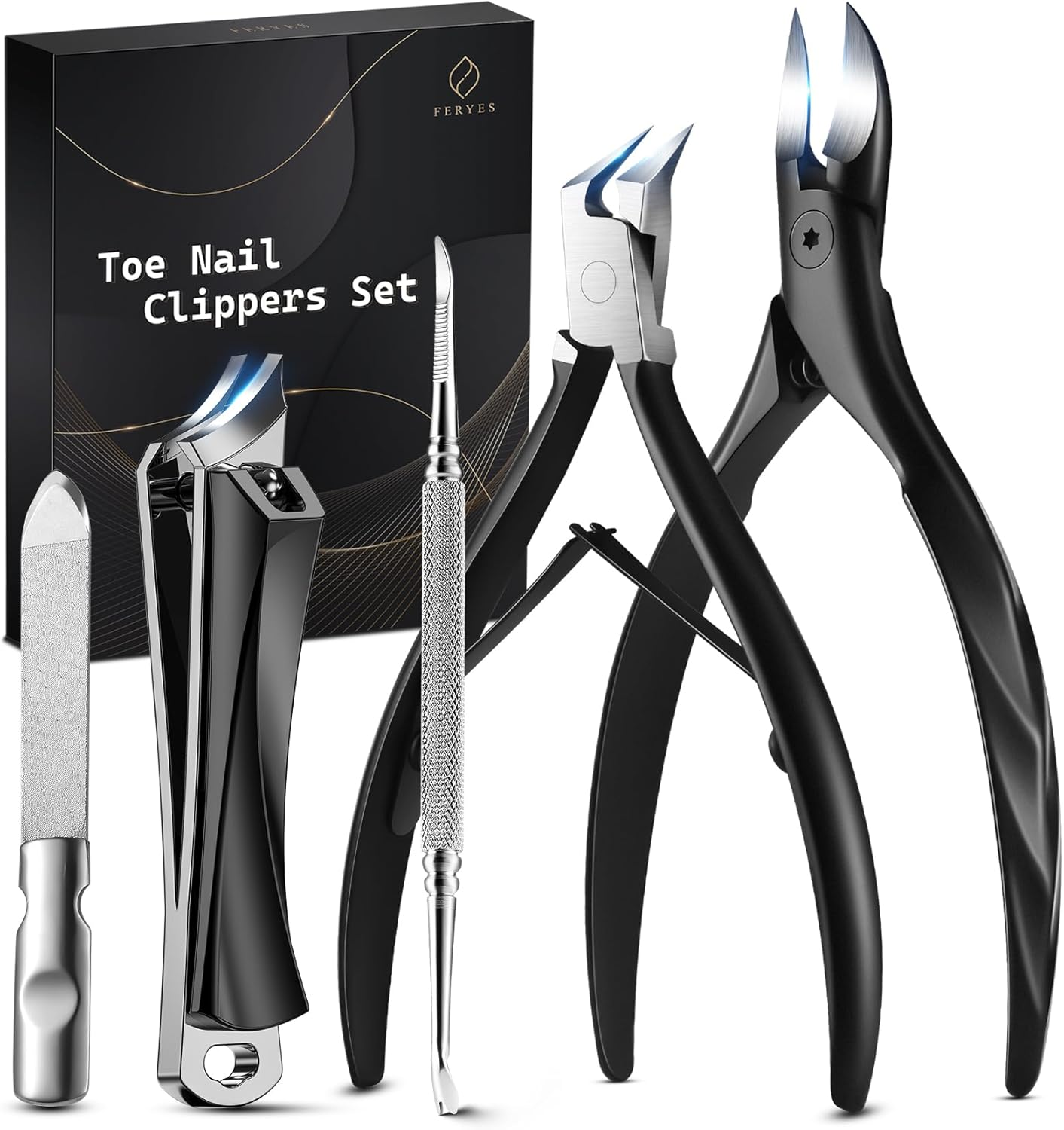 FERYES Ultimate Toenail Clippers for Seniors Thick Toenails, Premium Stainless Steel Nail Clippers for Nails 5Pcs&ndash; Ideal for Men, Women image number 4