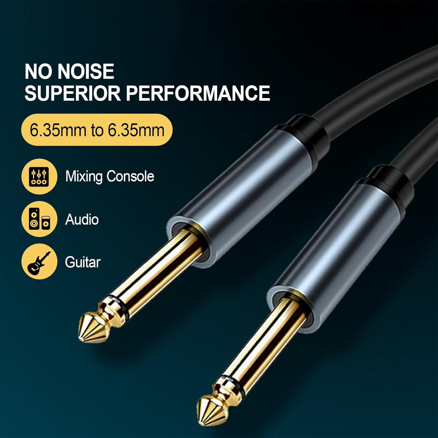 XMUXI 1/4 Inch Instrument Cable 6.35Mm Male to Male Mono Jack 1/4" TS Cable Unbalanced Guitar Patch Cords for Electric Guitar,Bass,Keyboard,Mixer,Amplifier,Amp,Speaker,Equalizer (1 Meters) image number 4