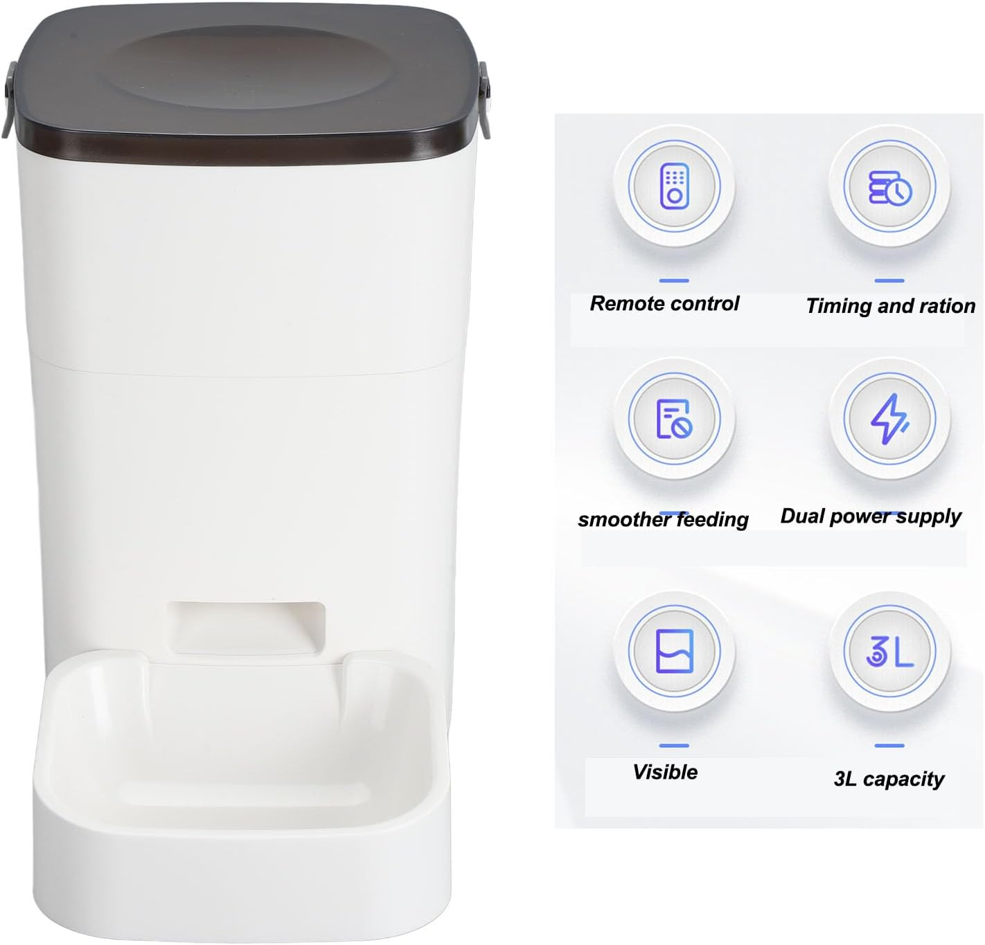 Automatic Pet Feeder, Smoother Food Delivery Automatic Pet Food Dispenser Wi-Fi Connection Timing Function Usage (White) image number 2