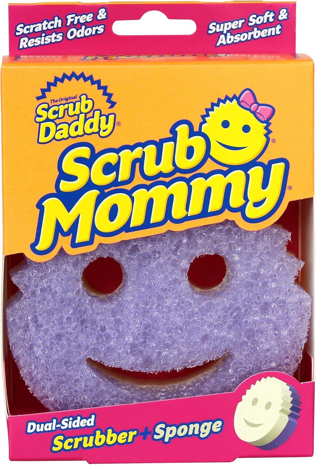 Scrub Daddy Scrub Mommy Assorted 4 Pack, Dual Sided Scrubbing Sponge, Alternative to Non Scratch Scourers, Cleaning Sponges for Washing Up, Dish Scrubber, as Used by Mrs Hinch, Flextexture Firm & Soft