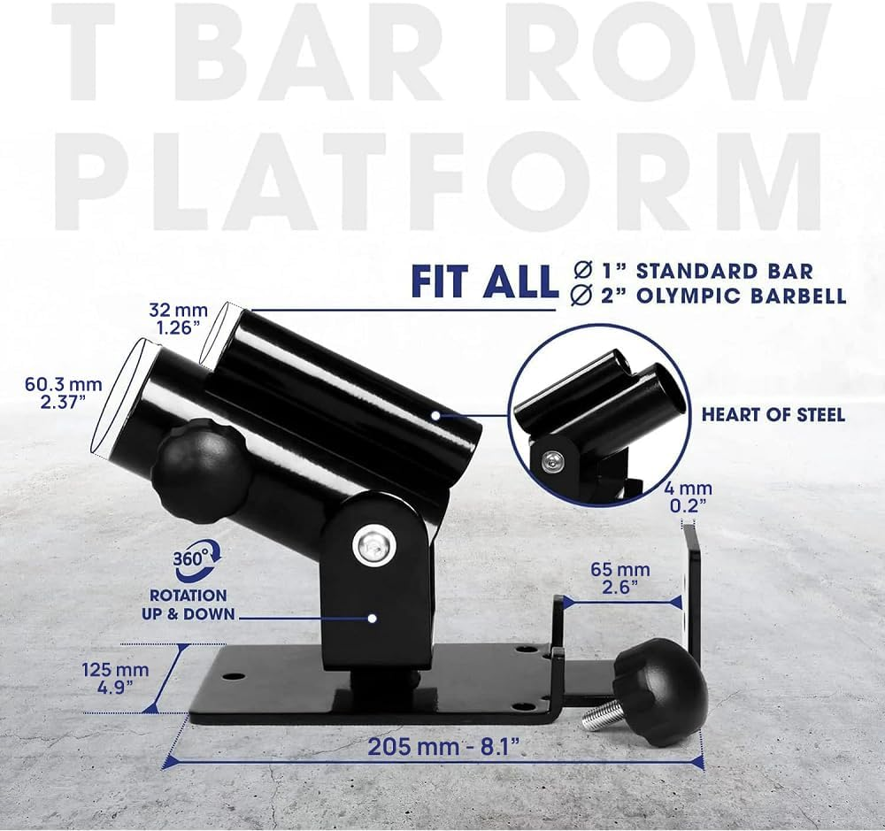 Yes4All Deluxe T-Bar Row Platform &ndash; Full 360&deg; Swivel & Easy to Install &ndash; Fits 1&rdquo; Standard and 2&rdquo; Olympic Bars - A. Black image number 4