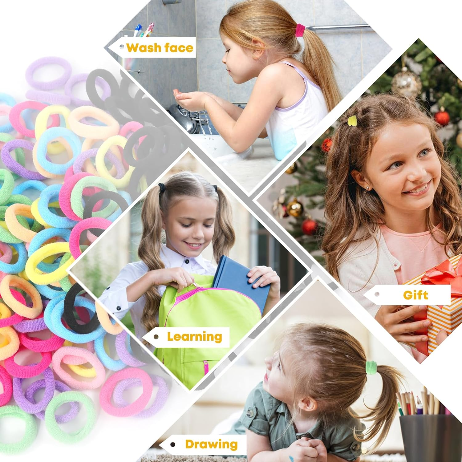 Hanyousheng Pack of 200 Girls Hair Bobbles 20 Mm Children'S Hair Bobbles Baby Hair Bobbles Small Hair Bands Colourful for Girls Children Toddlers Baby image number 6