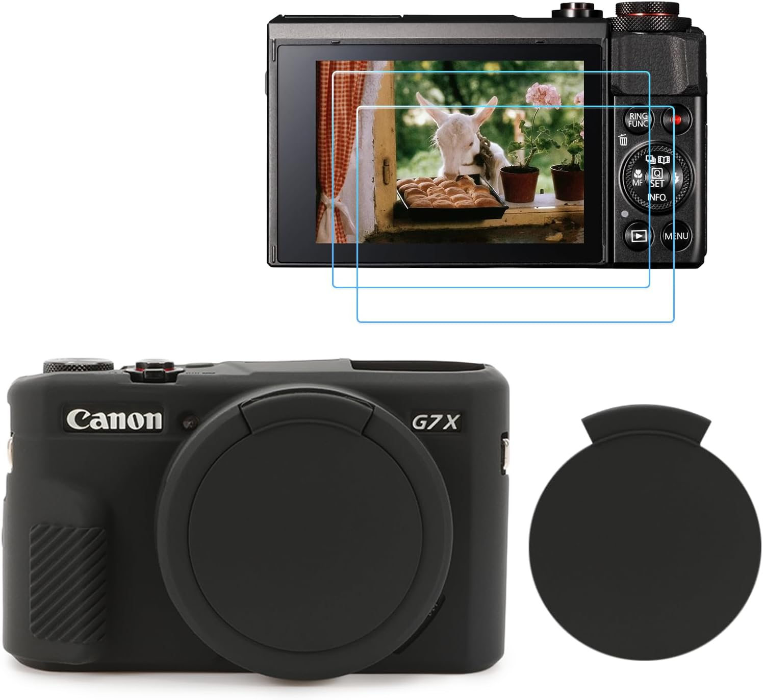 TYUANDOUER G7X II Camera Case & LCD Screen Protector Accessories Kit, Soft Silicone Case for Canon Powershot G7X Mark II Camera, Lightweight Skin Body Protective Rubber Cover for G7XII G7X2 - Black