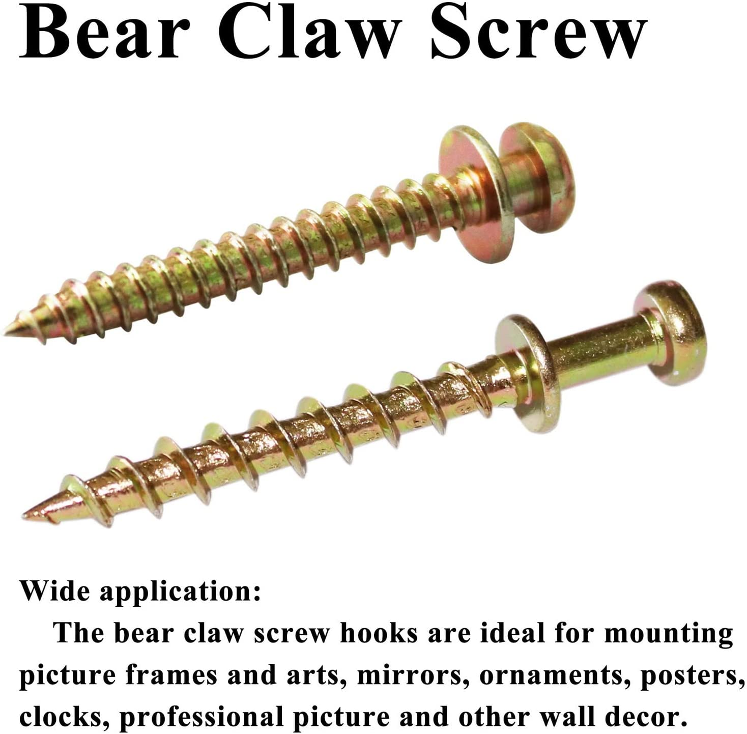 Laffeya Double-Headed Bear Claw Picture Hanging Screw, 4 in 1 Screw Hook, Work in Drywall and Wood Studs (Mix Size, 40)