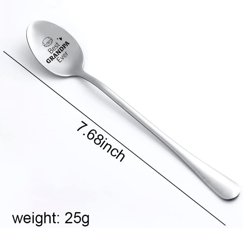 Fathers Day Birthday Gifts Spoon for Grandpa Grandfather Best Grandpa Ever Spoon Gifts for Papa Christmas Day Present Granddad Granddaddy Coffee Spoons Gift from Grandson Grandaughter image number 3