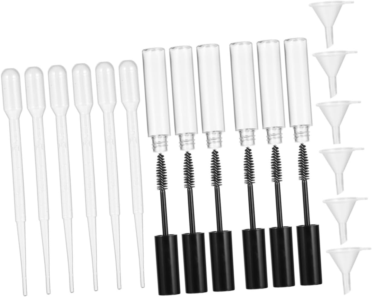 MERRYHAPY 2 Sets 10Ml Refillable Glass Bottles Mascara Tubes and Funnels for Travel Outdoor Essential Oils and Perfumes Sample Containers image number 2