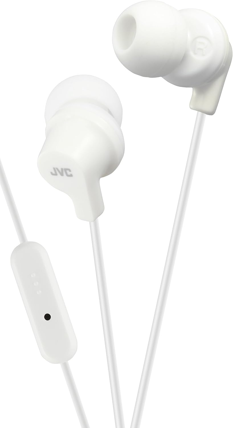 JVC in Ear Headphones Sweat Proof Earphones with Built-In Remote and Mic for Call Handling, White - Black image number 7