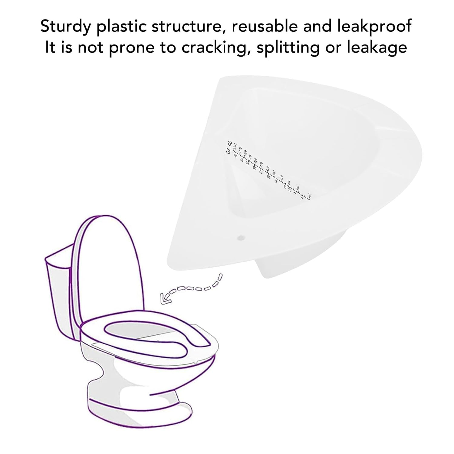 Specimen Collector Toilet Urine Hat Urine Collection Hat Toilet Sample Hat Leakproof Sturdy Plastic 1200Ml 40Oz Graduated image number 2