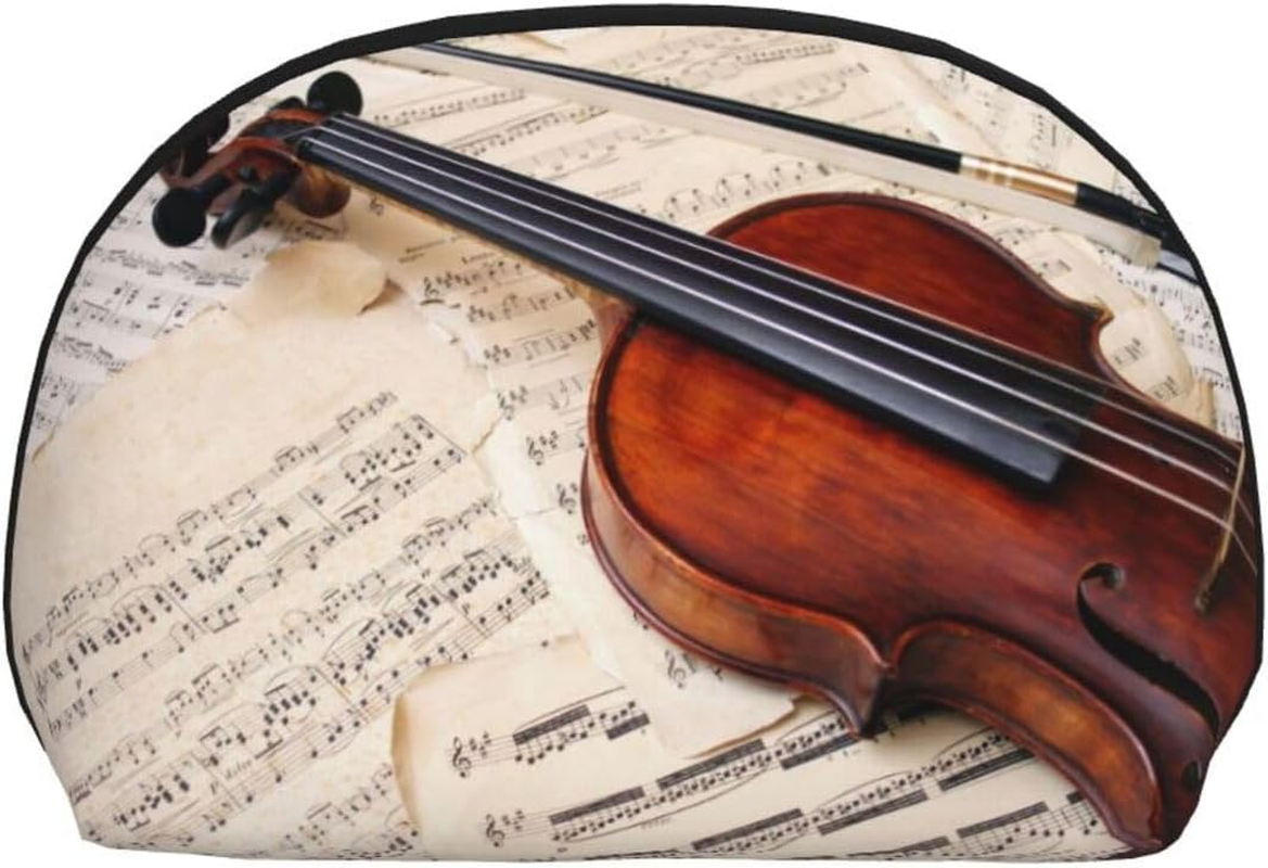 Cozimangoe Coin Pouch Makeup Bags Set, 2 Piece Shell Shape Cosmetic Bag with Pockets for Daily Travel Handbag Lipstick Keys Toiletry, Personalized Violin image number 1