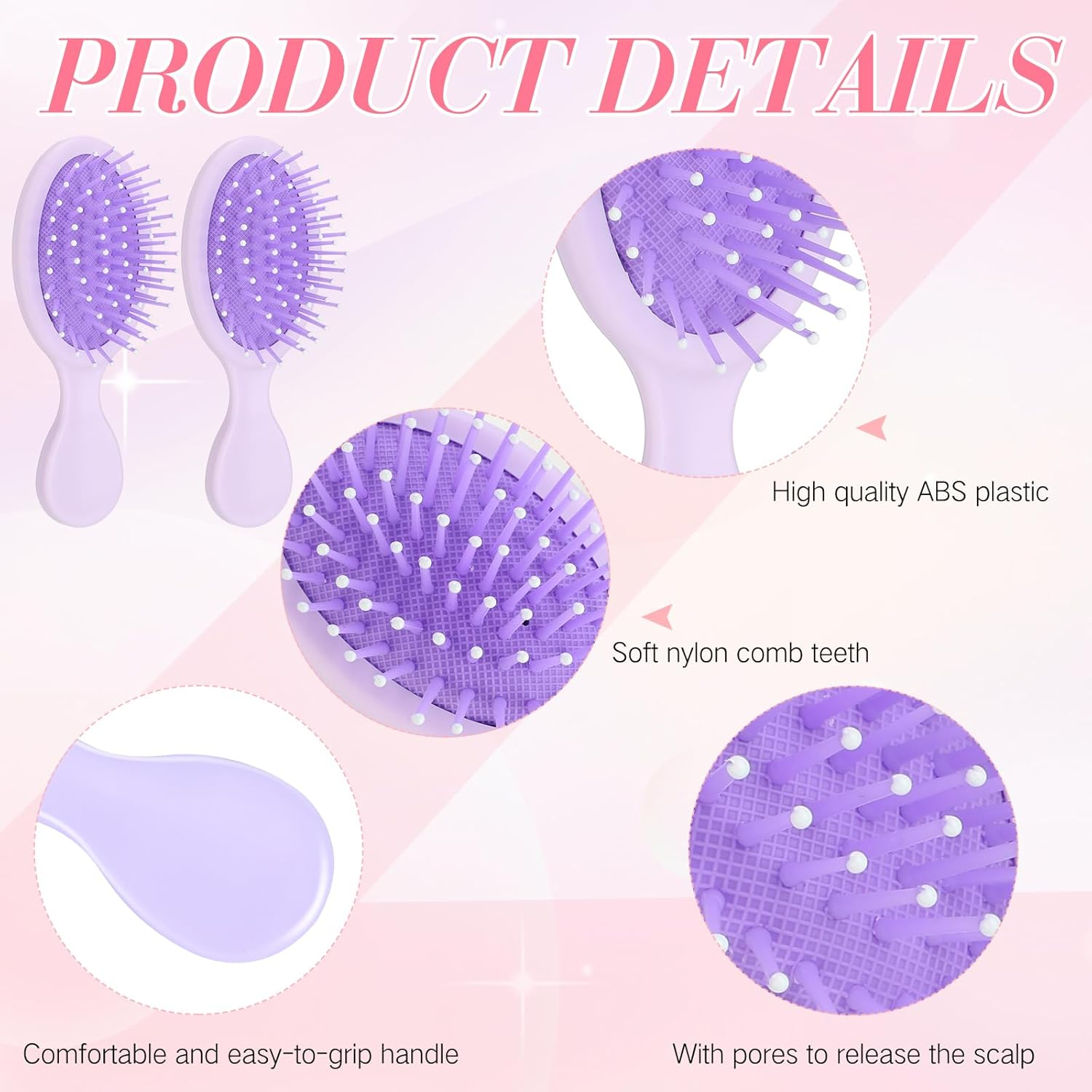 12 Pack Wet Small Hair Brush Hair Combs Set, 6 Detangler Mini Hair Brush Detangling Travel Hair Brush 6 Plastic Fine Wide Hair Combs for Women Men Kids Toddler Girls Baby Curly Hair (Bright Color) image number 6