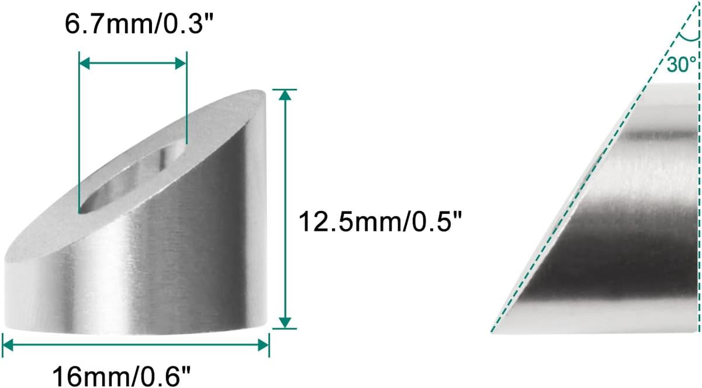 SPEEDWOX 10 Pcs 1/4" 30 Degree Angle Beveled Washers, 316 Stainless Steel Angled Washers, Suit for 1/8" to 3/16" Wire Rope Cable Application image number 3