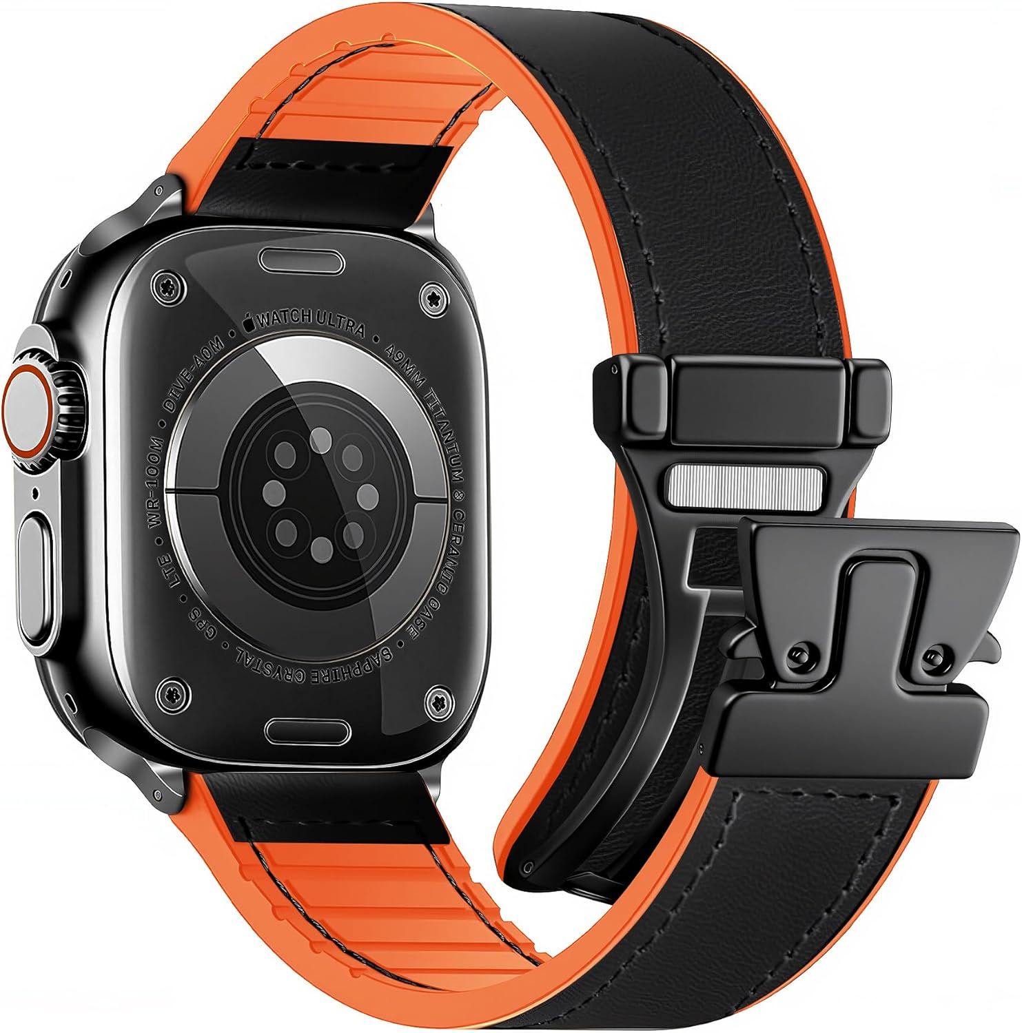 Westeagle Magnetic Leather Bands Compatible with Apple Watch 49Mm 46Mm 45Mm 44Mm 42Mm 41Mm 40Mm 38Mm for Men Women, Genuine Leather with Magnetic Buckle for Iwatch Ultra 1/2 Series SE/10/9/8/7/6/5/4/3