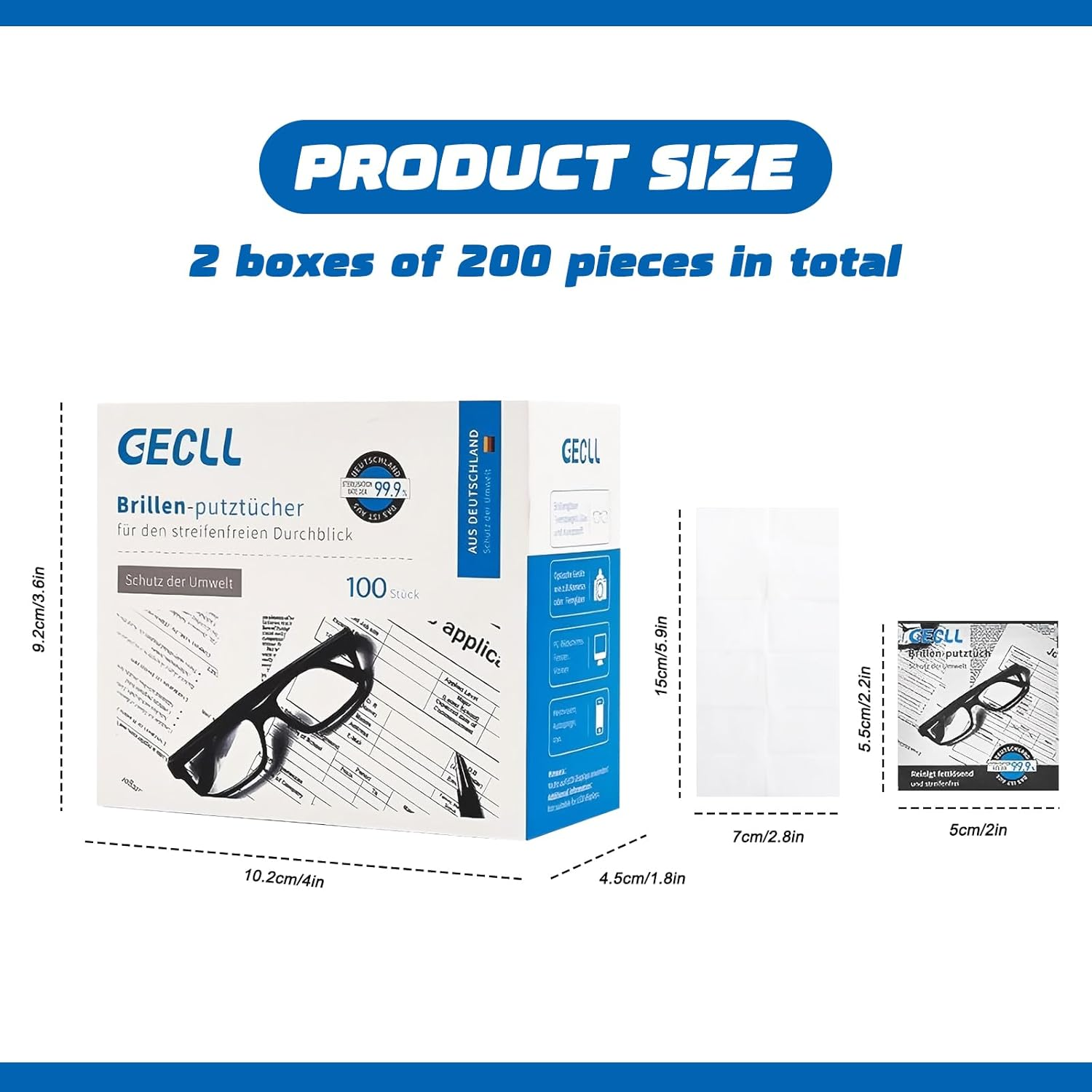 200 Count Lens Wipes for Eyeglasses - Scratch-Free Eye Glasses Cleaner Wipes for Sunglasses, Camera Lens, and Goggles - Individually Wrapped Pre-Moistened Cleaning Wipes image number 3