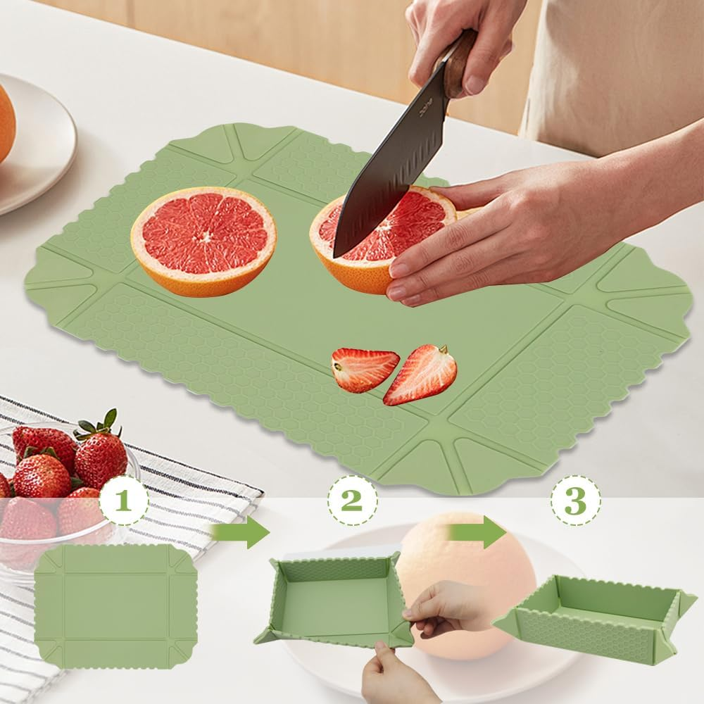 MAOYING Camping Bowl, Foldable Bowl, Portable Silicone Salad Bowl, Foldable Silicone Bowls for Camping, Hiking, Kitchen, School, Outdoor (Green) image number 5