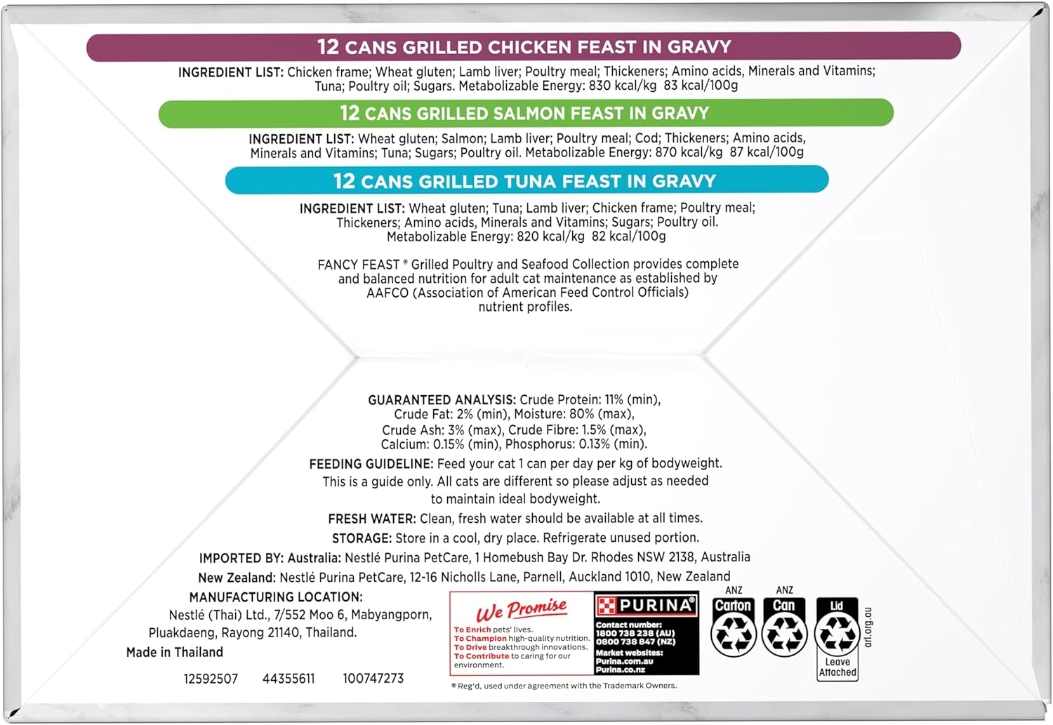 FANCY FEAST Grilled Poultry & Seafood Collection Variety Pack 36X85G