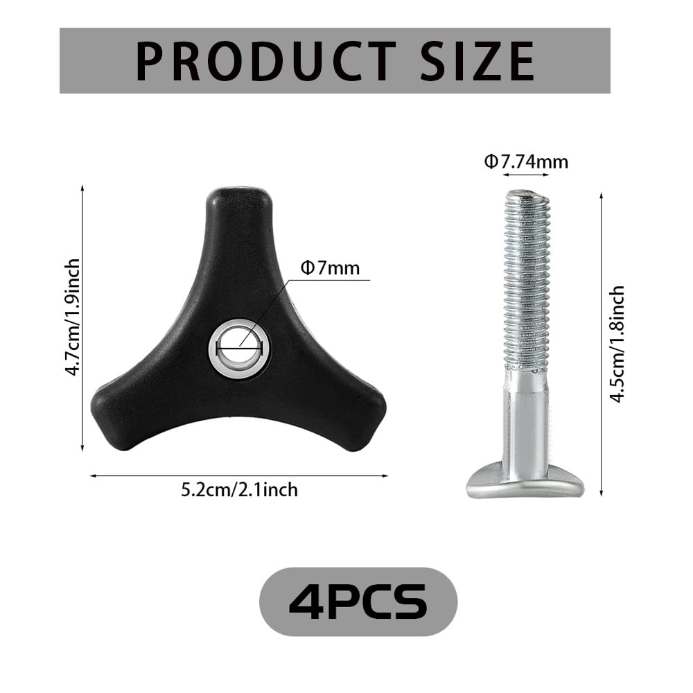 Lawn Mower Handle Knobs Nut Bolt, 4Pcs Triangular Handle Fastening Screw Set,Triangle Handle Knob Nut Screw Bolt Lawnmower Handle Wing Nut, Lawn Mower Screw Nut Triple Angle Handle Knob Nut Bolt Screw image number 6