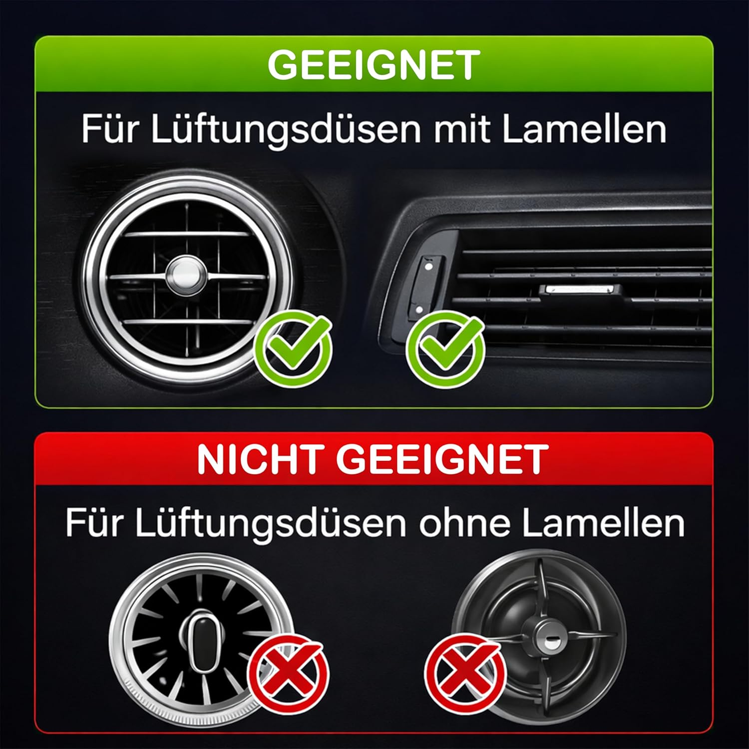 Mobile Phone Holder Car Magnet for round Ventilation | Magnetic Holder for Mobile Phone for round Fans and Air Vent | Ideal for Mercedes, Audi A3 and All Ventilation Nozzles with Slats image number 2