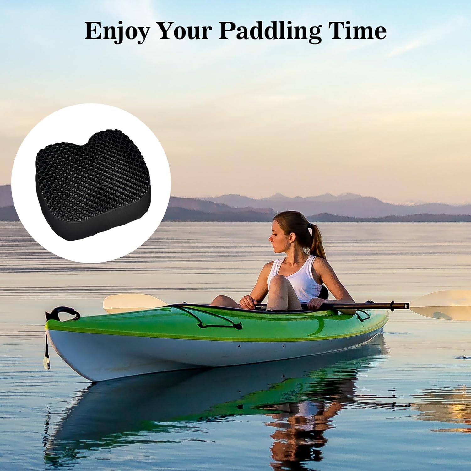 Kayak Seat Cushion, anti Slip Gel Seat Cushion for Long Sitting on Boat, Canoe, Sup, Chair (Black) image number 5
