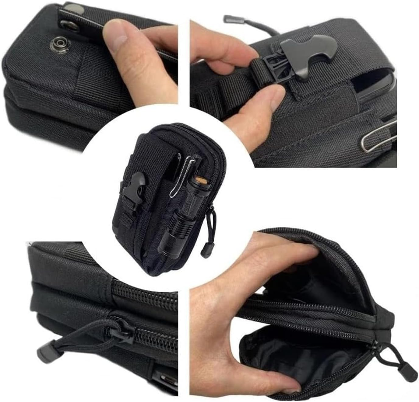Songholee Tactical Pouch Multipurpose Waist Bag Tactical Holster Military Waist Belt Bag Wallet Pouch Purse Phone Case with Zipper Compatible with Most Models Cell Phone image number 4