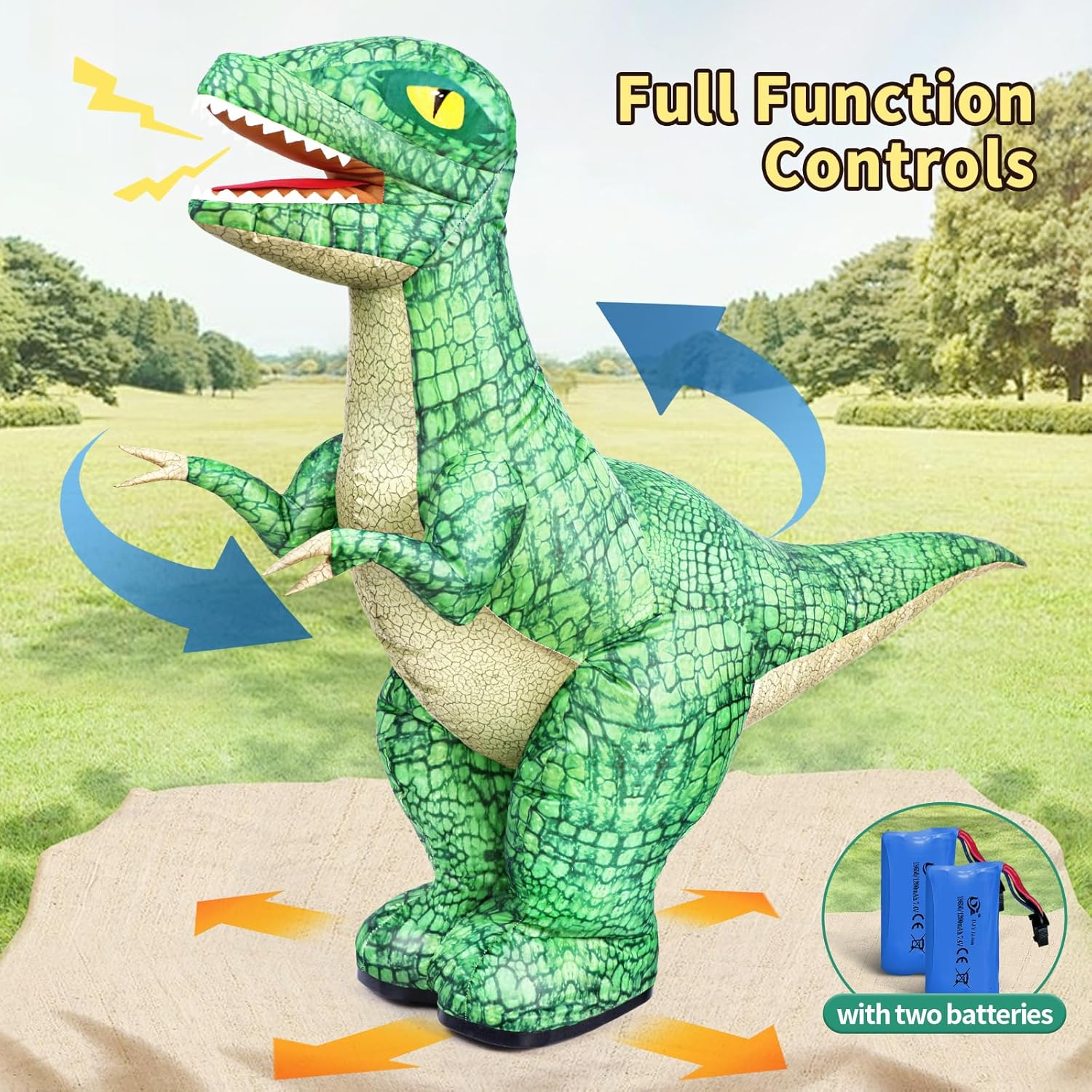 2.4GHZ Remote Control Inflatable Dinosaur Toy for Kids,Realistic Electric Toy Dinosaur with 360&deg;Rotation,Forward & Backward,Rechargeable Walking Dinosaur Toy for Boys Kids Age 6-8 8-12 Birthday Gifts image number 2