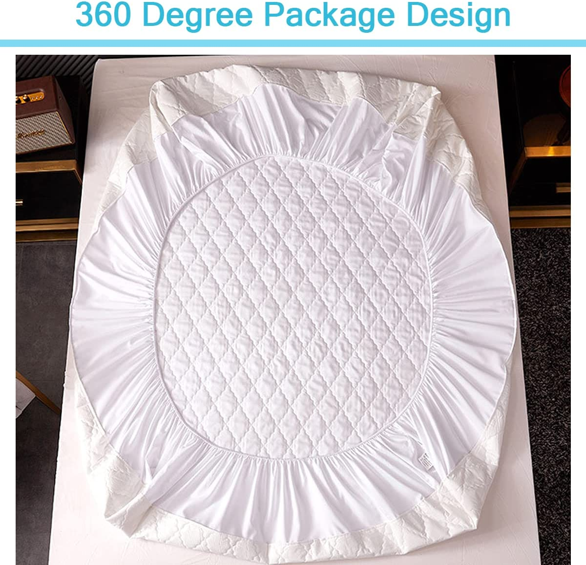 Mattress Protector Queen - Comfprote Premium Luxury Soft Cosy Mattress Cover - 100% Waterproof Breathable and Noiseless Bed Cover - Fitted and Deep Pockets White (Queen - 153 X 203 Cm） image number 5