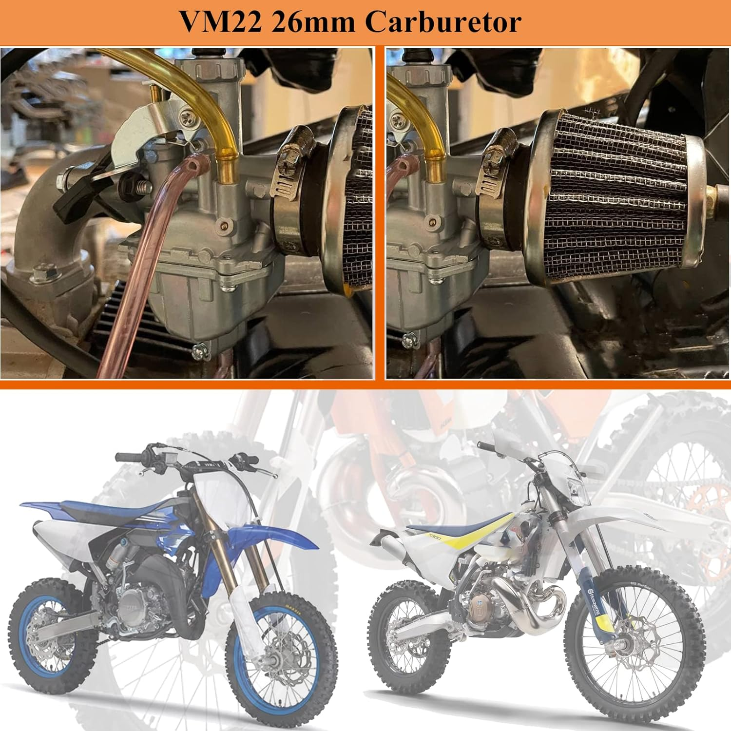 VM22 26Mm Carb with Air Filter Intake Pipe Compatible with CRF70 XR50 DB17 RFZ DBX1 RFX150 SSR 125 110Cc 150Cc 212Cc Enduro Bike Go Kart Pit Bike ATV Motorcycle image number 5