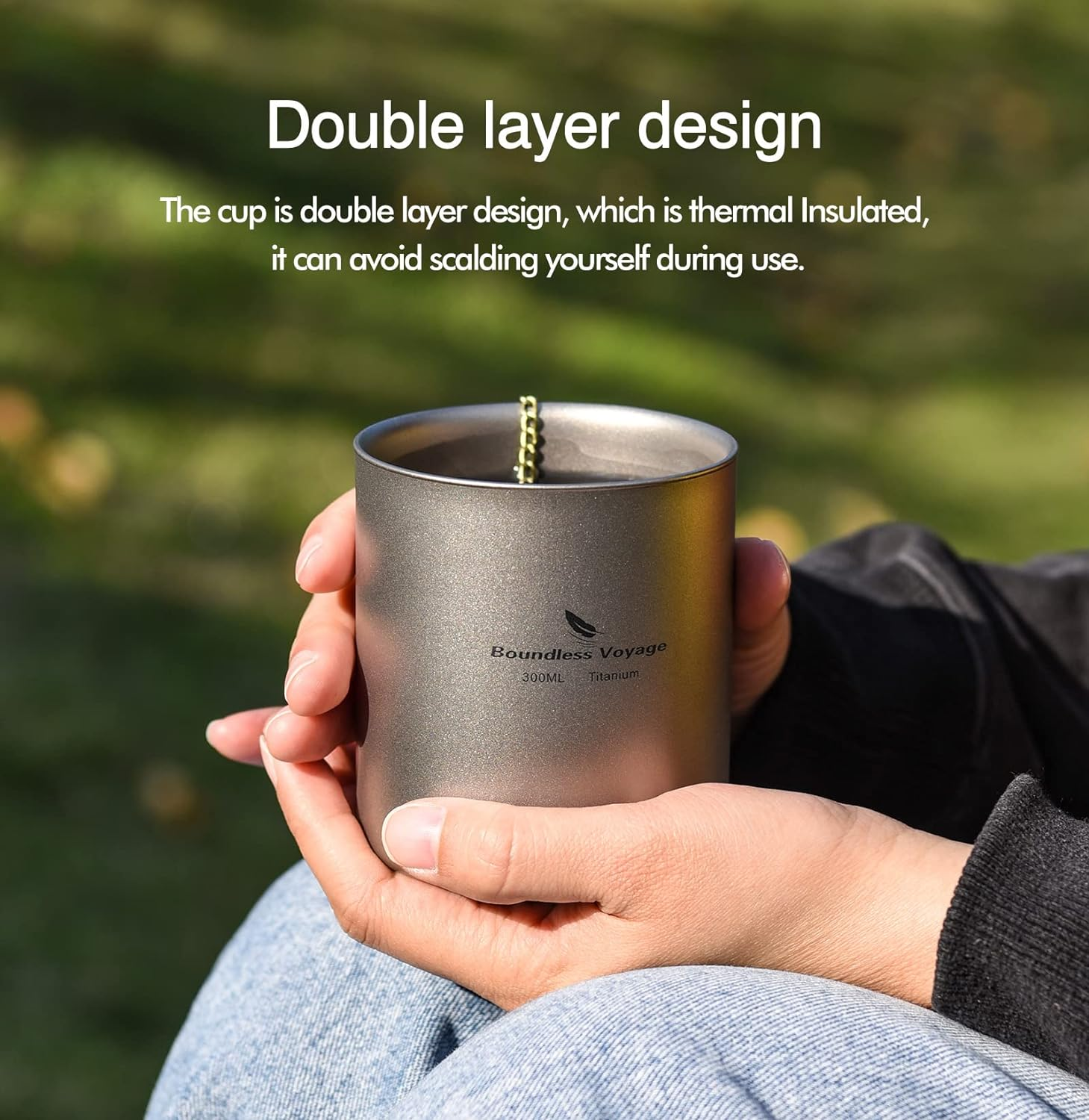 Boundless Voyage Double Walled Titanium Cup Insulated Outdoor Camping Mug Tableware 120Ml 180Ml 300Ml (Ti15152B (120Ml)) image number 4