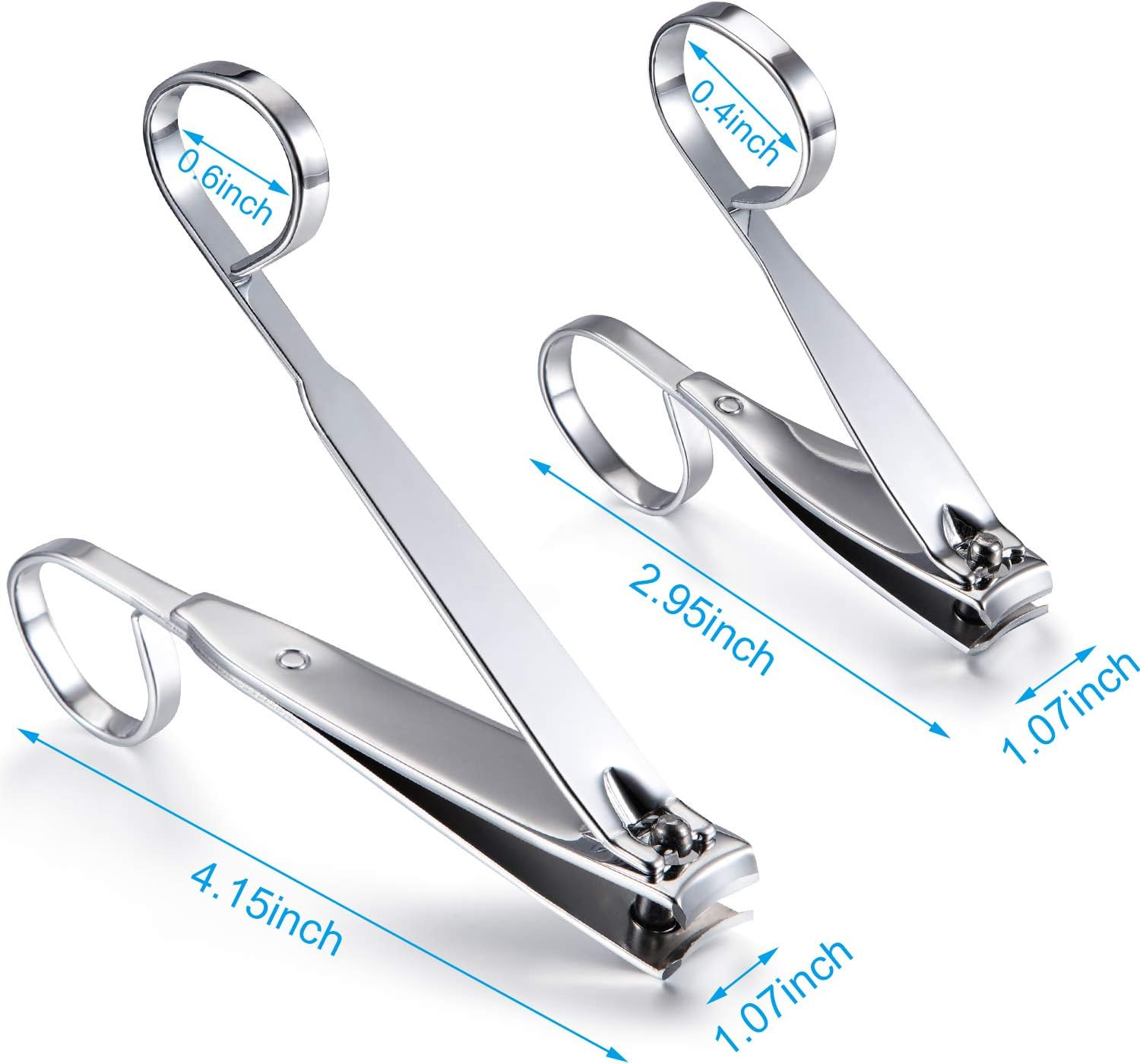 4 Pack EZ Grip Nail Clipper|Scissor Grip Nail Clipper|Comfort Grip Nail Clipper | Edge Fingernail and Toenail Clipper Set|Set of 2 (Small and Large) image number 5