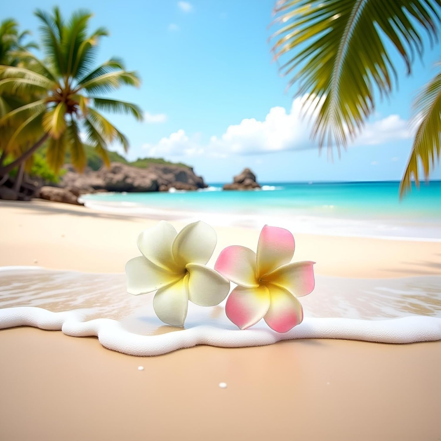 2 X 7Cm Shark Frangipani Plumeria Clips and Foam Head Hair Clips Party Beach Hair Accessories