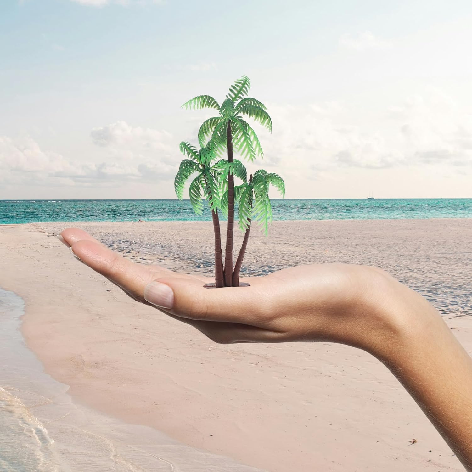 10Pcs Miniature Coconut Palm Tree Model Artificial Greenery Plant Decoration DIY Train Railway Building Diorama Sandbox Cake Topper Landscape - A image number 4