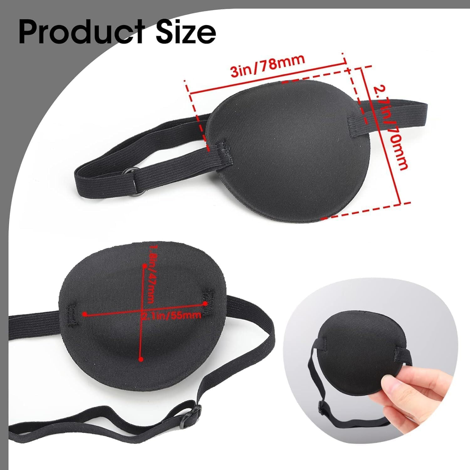2 Eye Patches for Adults and Kids, 3D Adjustable Eyepatch, Eye Patch Single Eyes Patch Pirate Eyes Patch image number 5