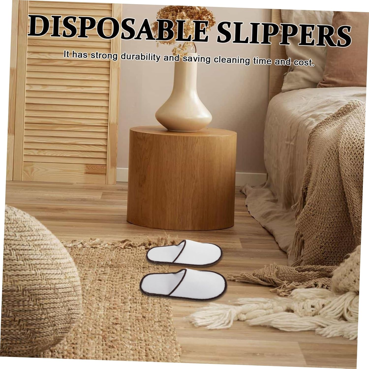 Baluue 5Pairs Disposable Slippers Hotel Guest House Spa Salon Non-Slip Eva Sole Washable Comfortable for Travel image number 4