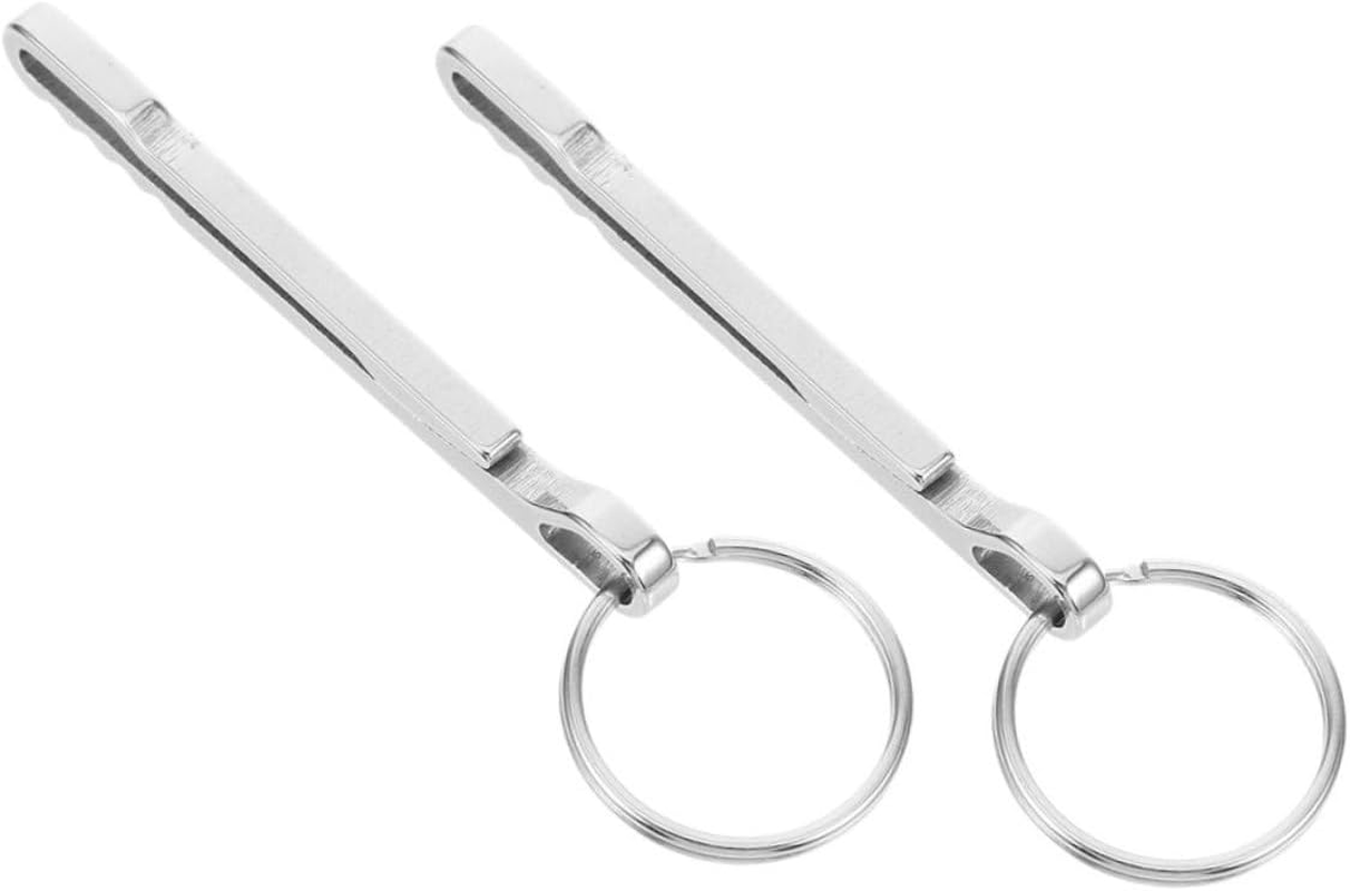 JUMPLAWN 2Pcs Stainless Steel Carabiner Money Clip Keychain Wallet Holder Portable Cash Clip Keyring for Outdoor Hiking Backpack Belt Use image number 3