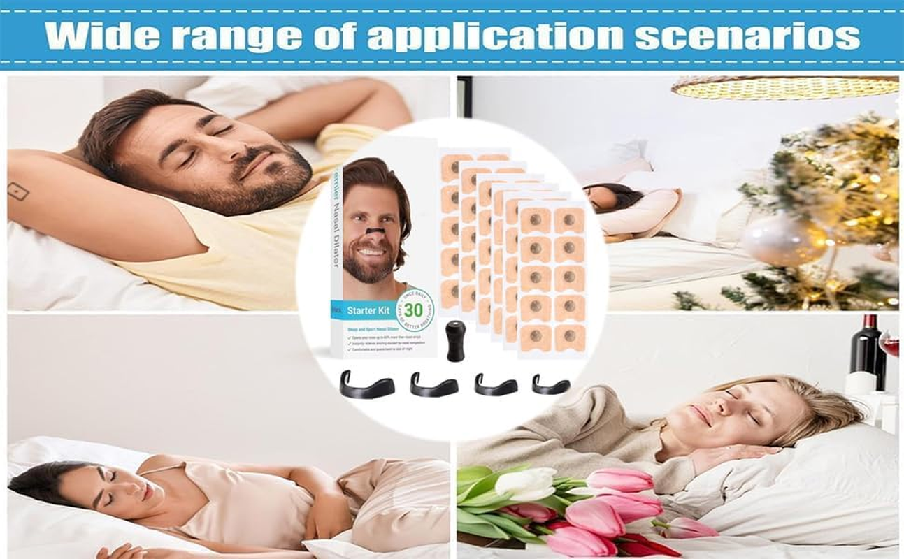 60 Count Breathing Nasal Strip, Breathing Nose Magnets, Anti-Snoring Sleep Nasal Strips, Antisnore Sleep Aid for Men & Women (Black) image number 1