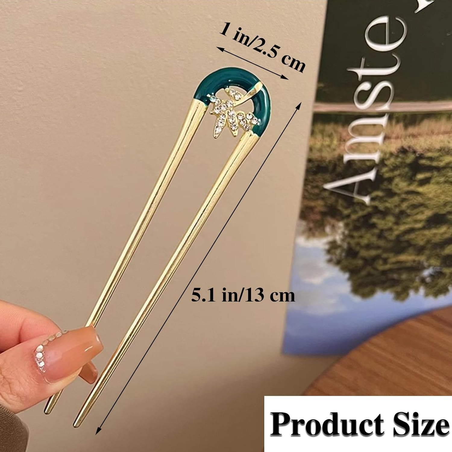 WUMUZAI 4Pcs Gold French Hair Pin, Vintage Metal Hair Fork, U Shaped Hair Pins for French Twist, Chignon Hair Pin Clip Stick for Styling, Buns, Wedding Updo, Women Girls Thick Fine Thin Hairstyle image number 4