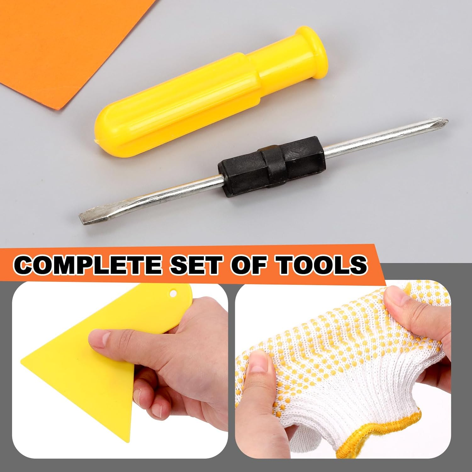 Tanstic 14Pcs Razor Blade Scraper Kit, Razor Blade Sticker Remover, Floor Scraper, Paint Glass Scraper Tool with Replacement Blades, Screwdriver and Gloves for Glass Window Tile Stove image number 5