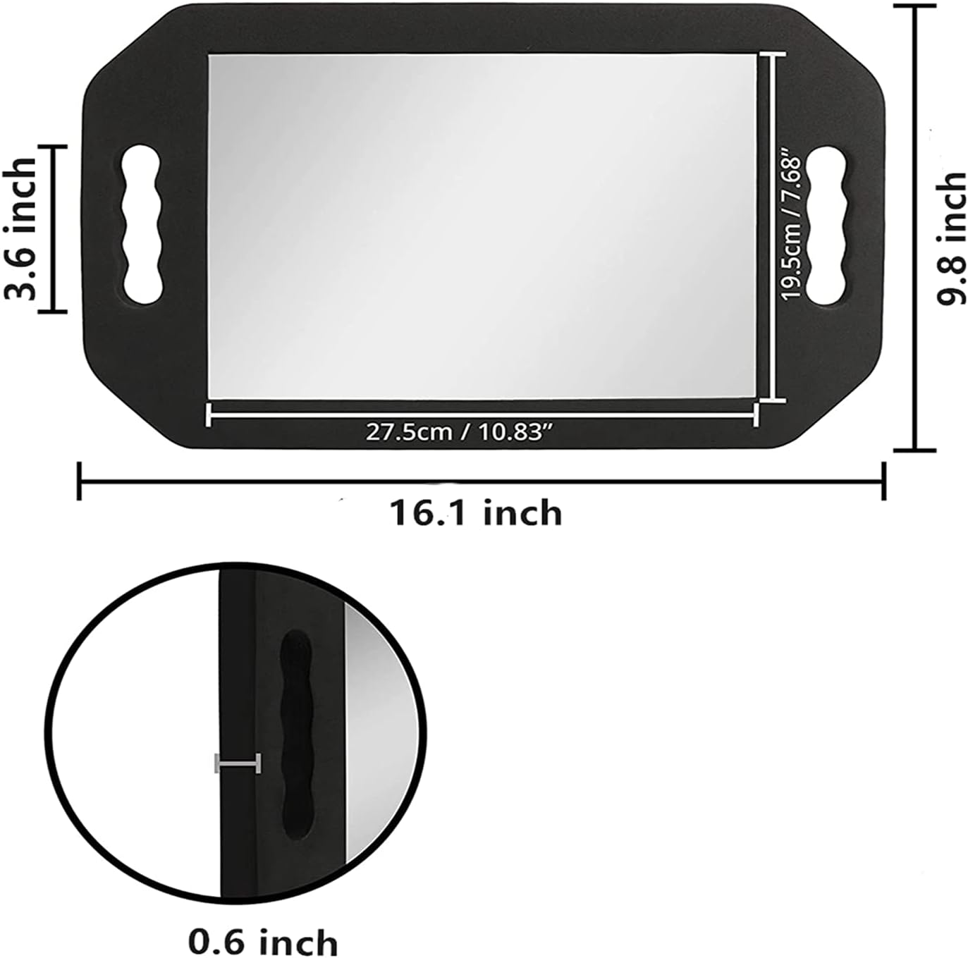 HREW Handle Mirror &ndash; Large Hand Mirror with Double Handle - Rectangular Hand Held Mirror with Handle - Lightweight Hair Salon Equipment Hairstylist and Barber Accessories (Double Rectangle) image number 4