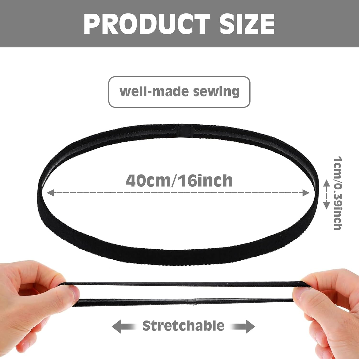 Non-Slip Elastic Sport Headbands for Women & Men -Lightweight Athletic Skinny Headband, Sweat Absorbing Hairband for Workout, Yoga, Gym, Tennis - Breathable Mini Sweatband for All Hair Types image number 6