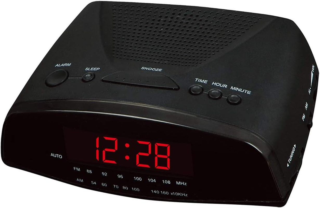 Alarm Clock Radio, Dual Channel Radio Clock AM/FM Clock Radio LED Clock Suitable for Bedroom Office Kitchen,C