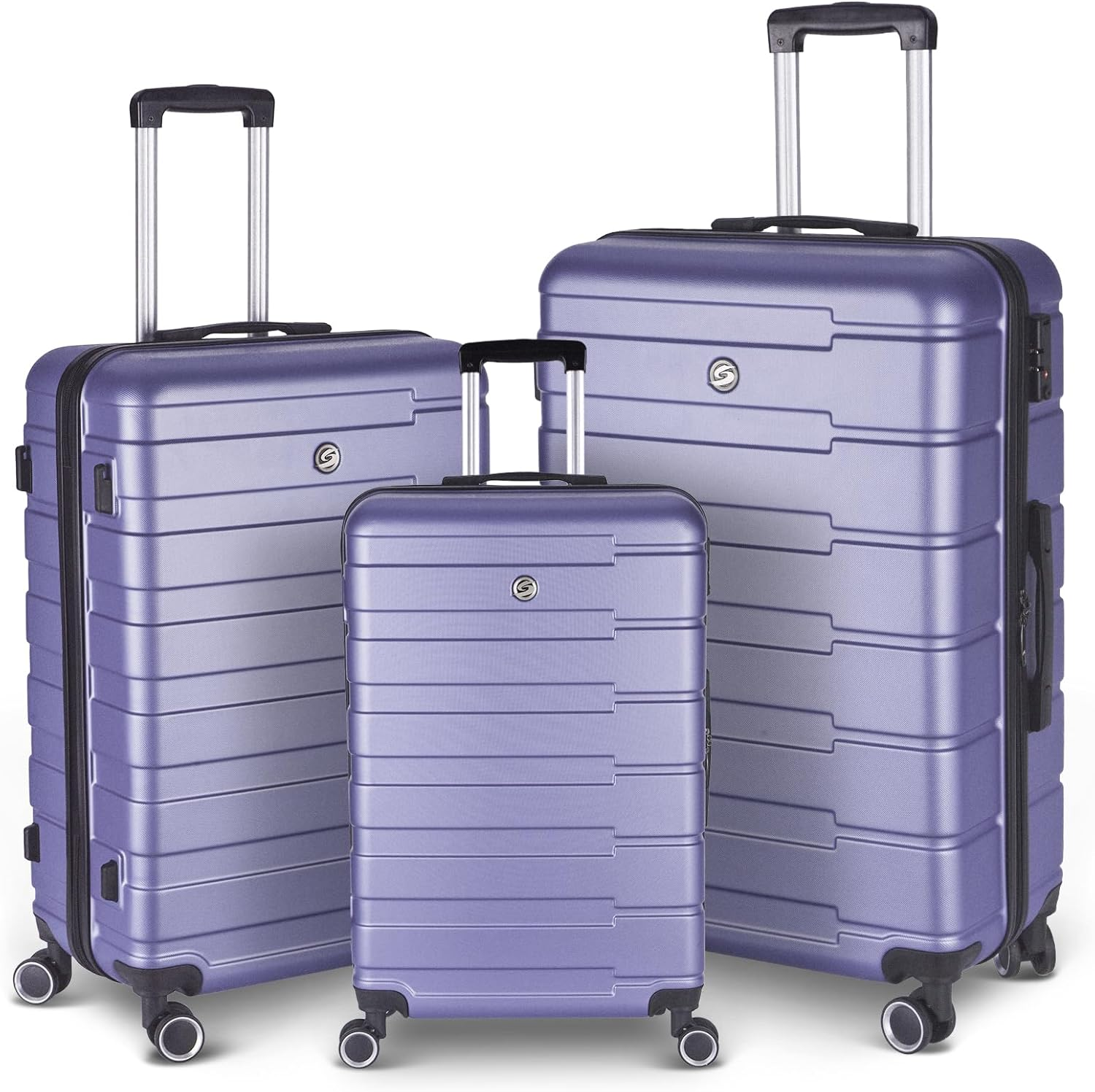 SPOFLYINN 3 Piece Hardshell Luggage Suitcase Sets Hardside Carryon Luggage Set with 360 Degree Spinner Wheels for Travel (20"/24"/28"), Lavender Purple as Shown, One Size, Fashion image number 2