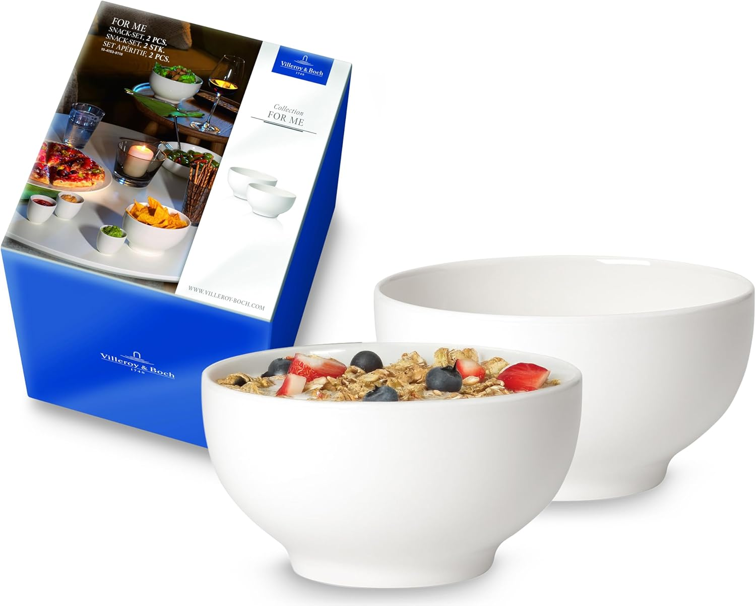Villeroy & Boch for Me Snack Bowl Set (2 Pcs) - Premium Porcelain, White image number 4
