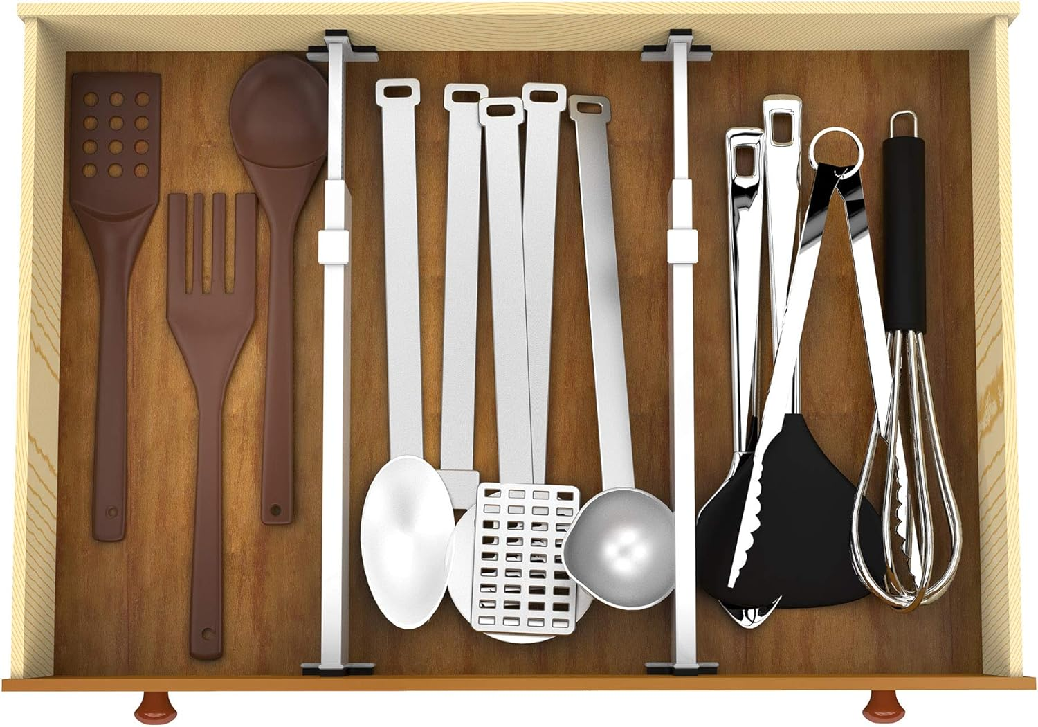 Lavish Home Expandable Drawer Divider and Organizer &ndash; Set of 2 Adjustable Household Separators for Kitchen, Dresser, Bedroom, Bathroom and More image number 6