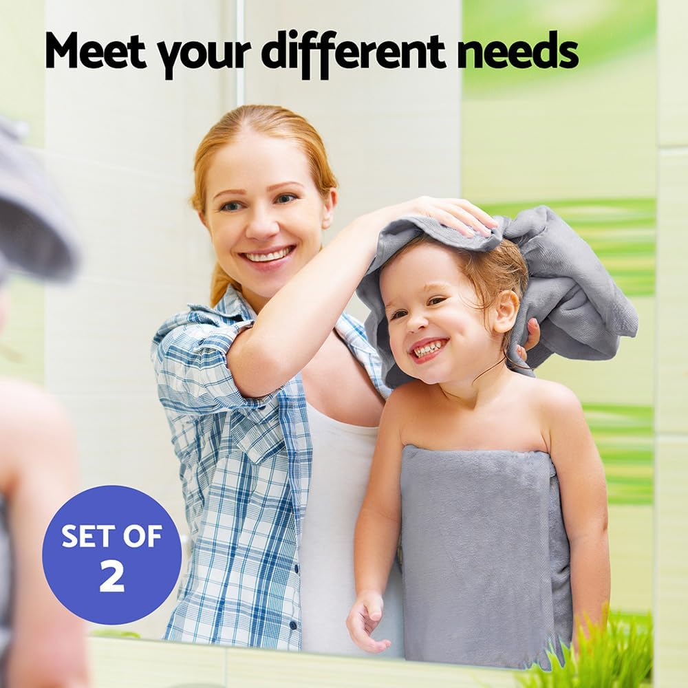 2 Pack Bath Sheets Set Cotton Large Towels Extra Soft Towel 180Cm X 90Cm Grey